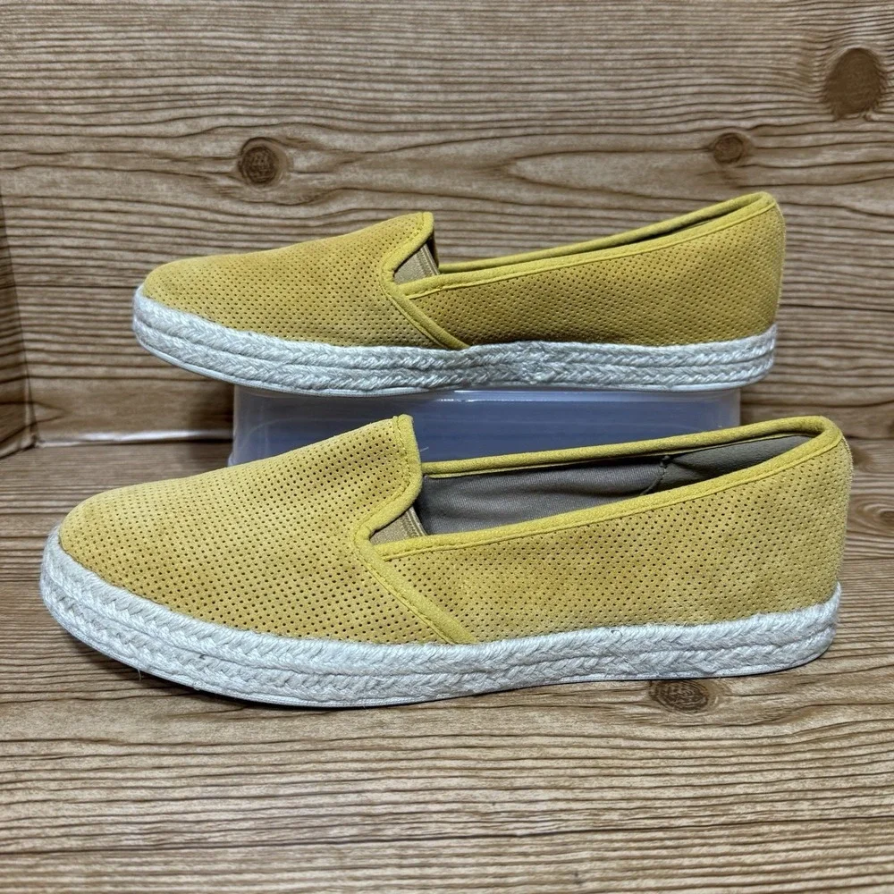 Clarks Azella Theoni Flats Women Sz 9.5 Espadrille Slip On Shoes Yellow Vacation